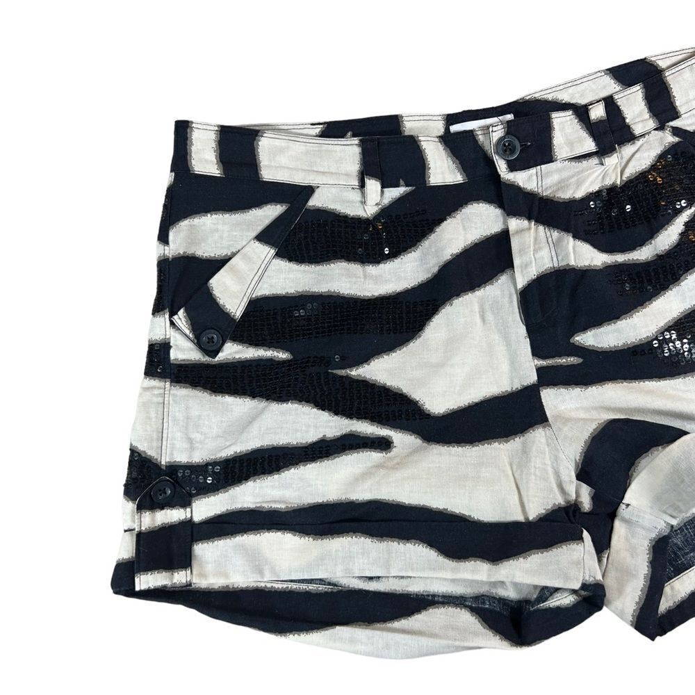 Calvin Klein Zebra Print Linen Sequin Embellished… - image 2